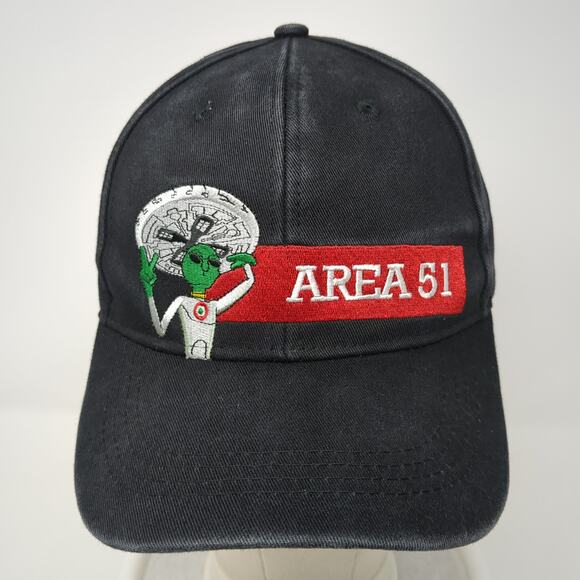 Area 51 Slideback Baseball Cap Black One Size Embroidered Alien Fresh Jerky - Picture 2 of 9